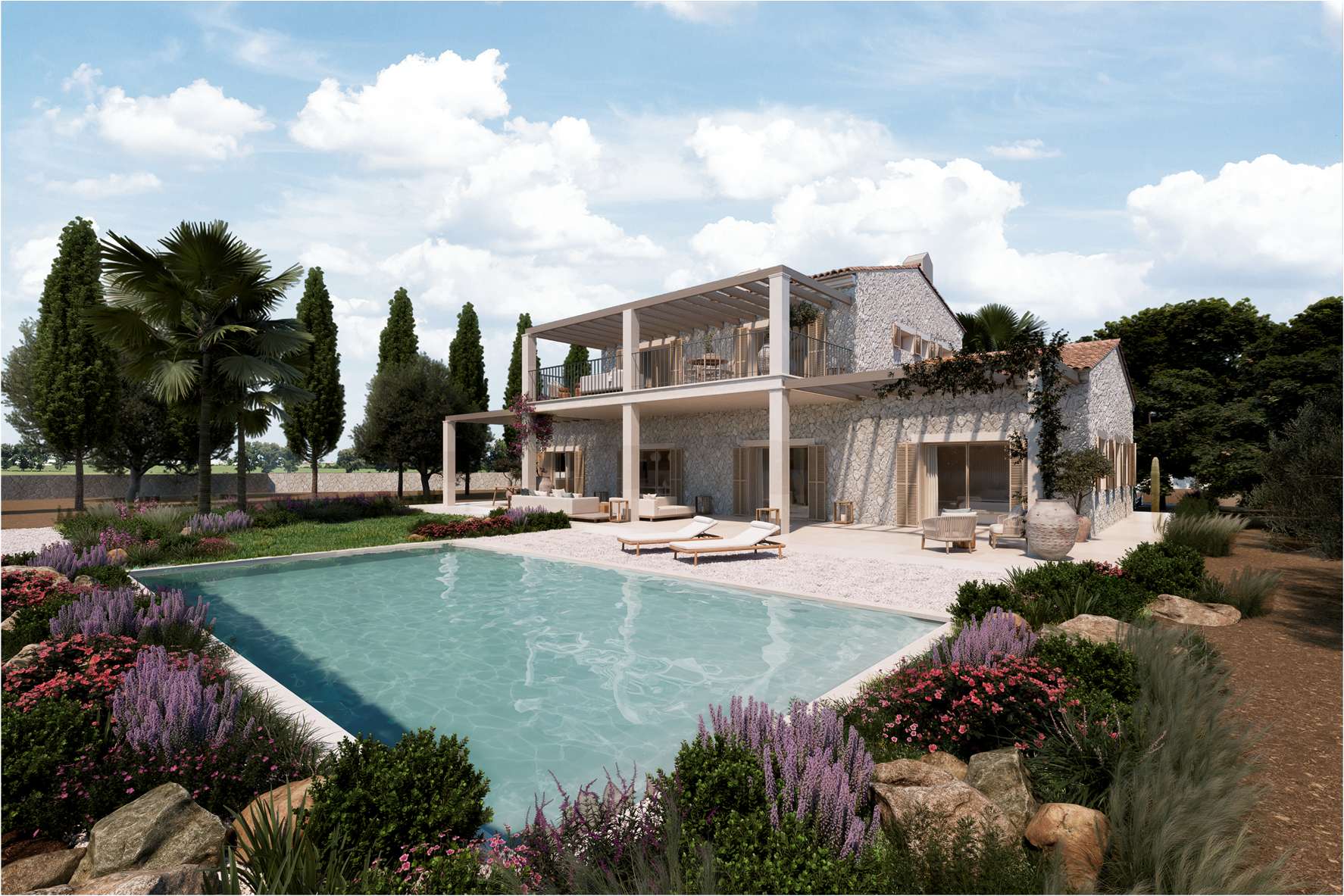 Massivholzhaus im Bau, Mallorca